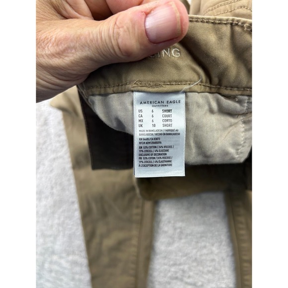 American Eagle Pants Womens 6 Short Khaki Super Stretch Skinny Fit‎ Tan Casual - Picture 7 of 10